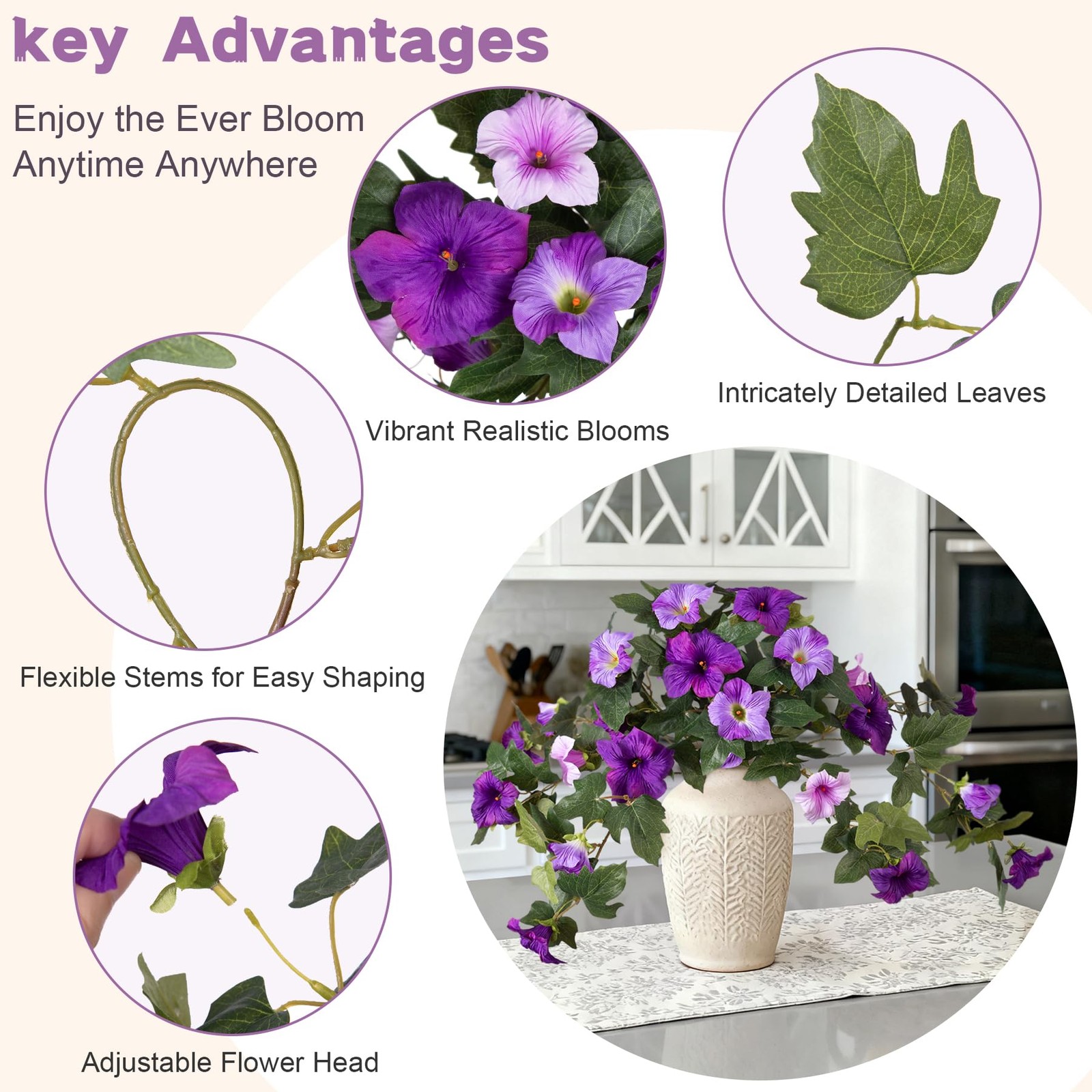 New Best 2 Pcs Artificial Fake Petunia Flowers for Outdoor Porch Summer Decor UV