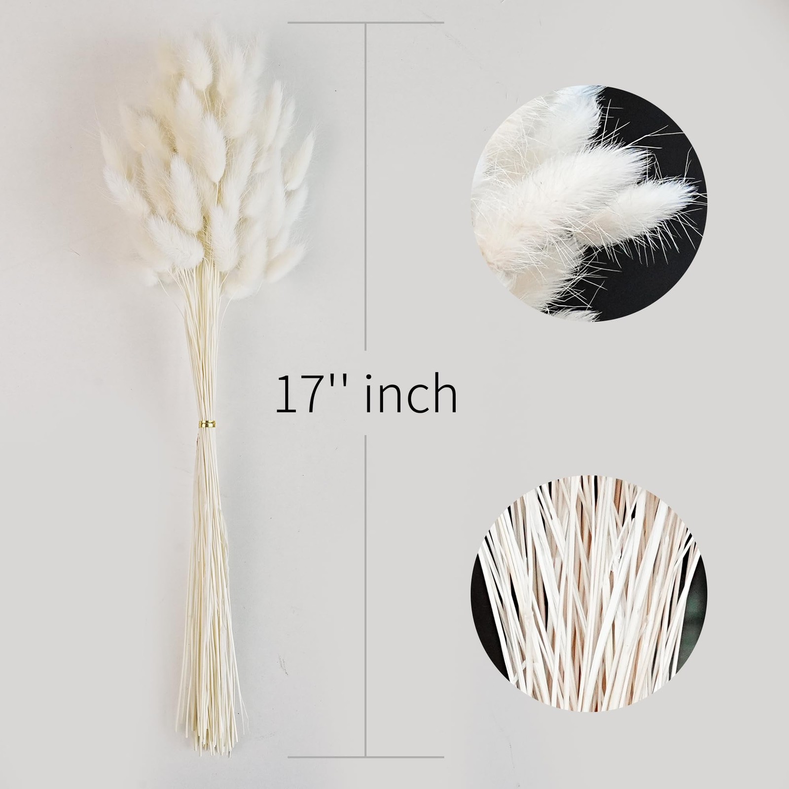 120 PCS White Dried Pampas Grass Decor, 17-inch Pompas Floral, Dry Flowers fo…