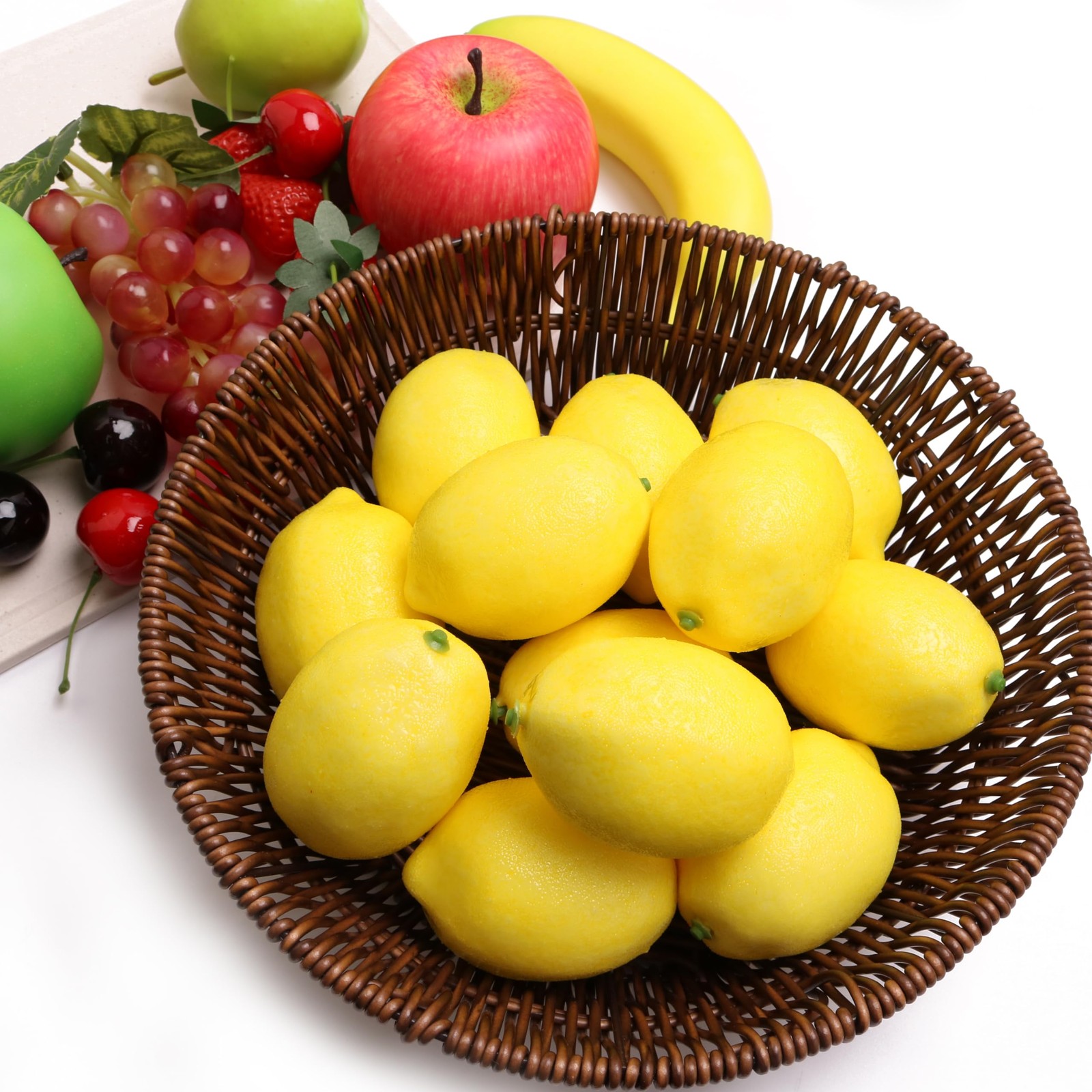12PCS Yellow Fake Lemons, Realistic Artificial Fruit for Home Decor, Holiday