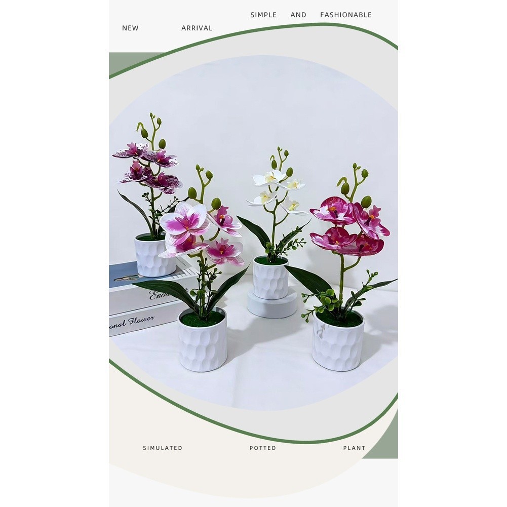 Plastic Phalaenopsis Orchid 3D Printed Potted Artificial Flower 28 x 15 cm