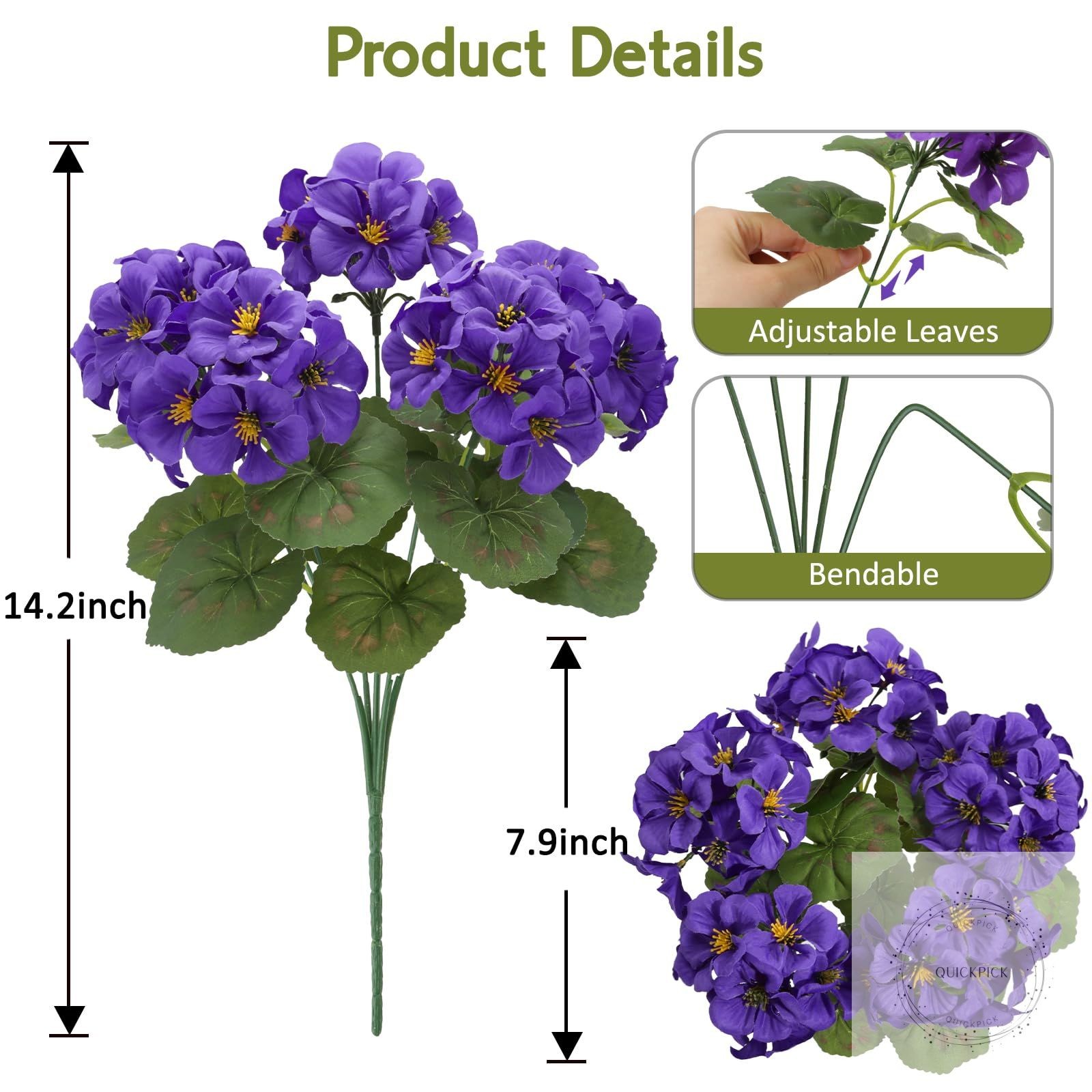 Artificial Geraniums Silk Artificial Flowers for Outdoor Indoor, Realistic UV Re