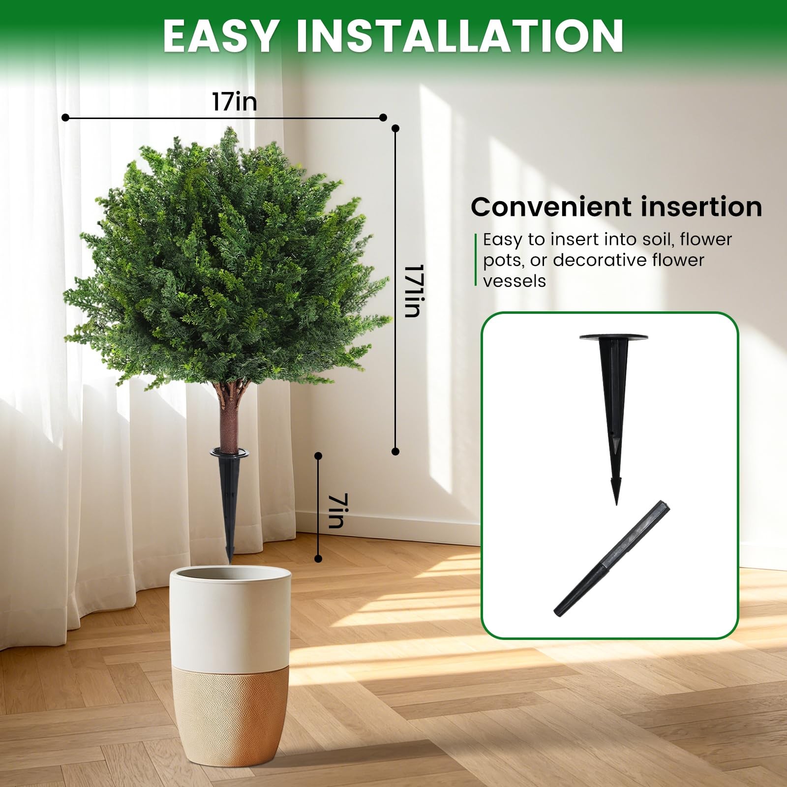 LRTCG Artificial Cypress Tree 23.5″ Set of 4, Artificial Cedar Evergreen UV R…