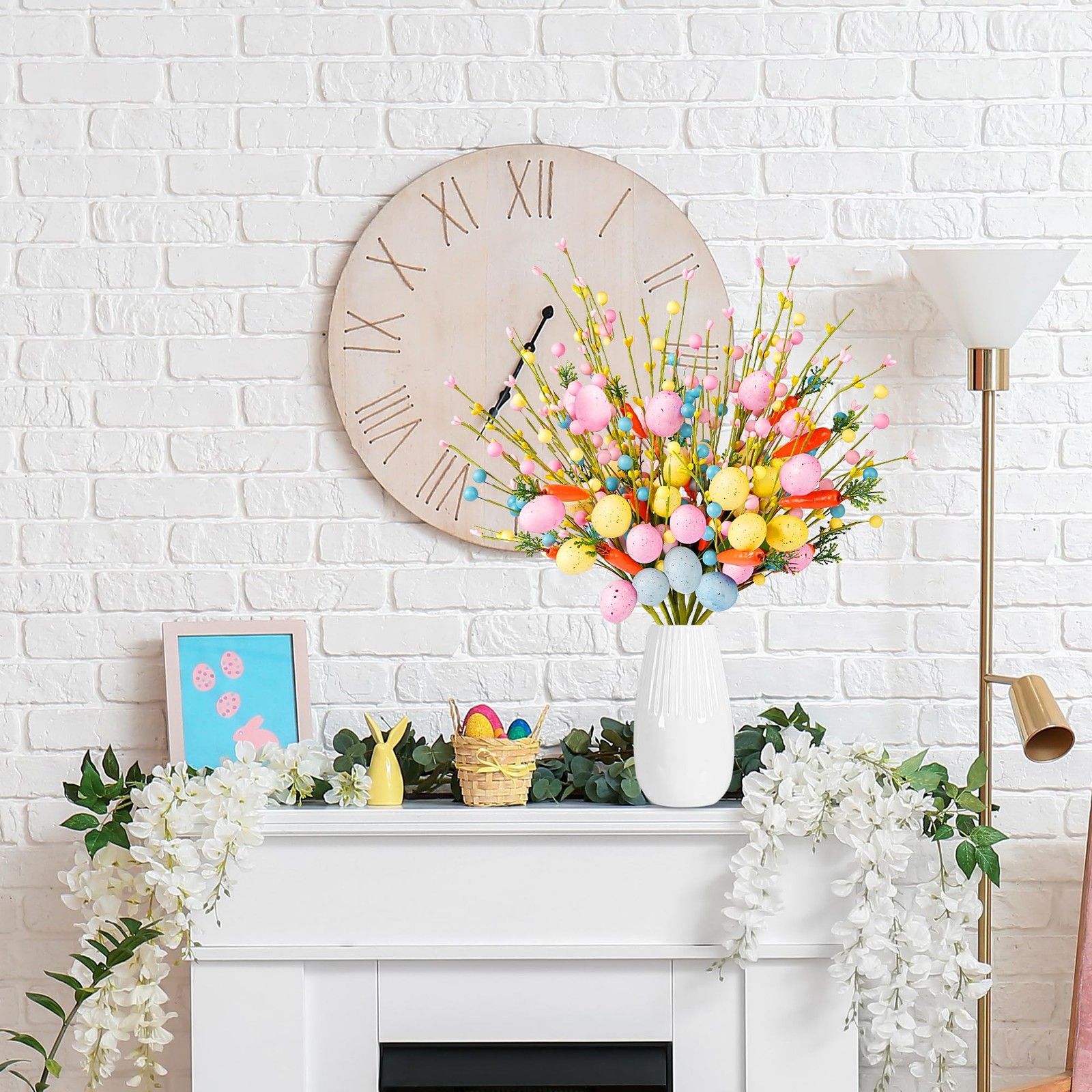 Artificial Easter Stems 6 Pcs Spring Picks with Eggs Carrot Colorful Berries …