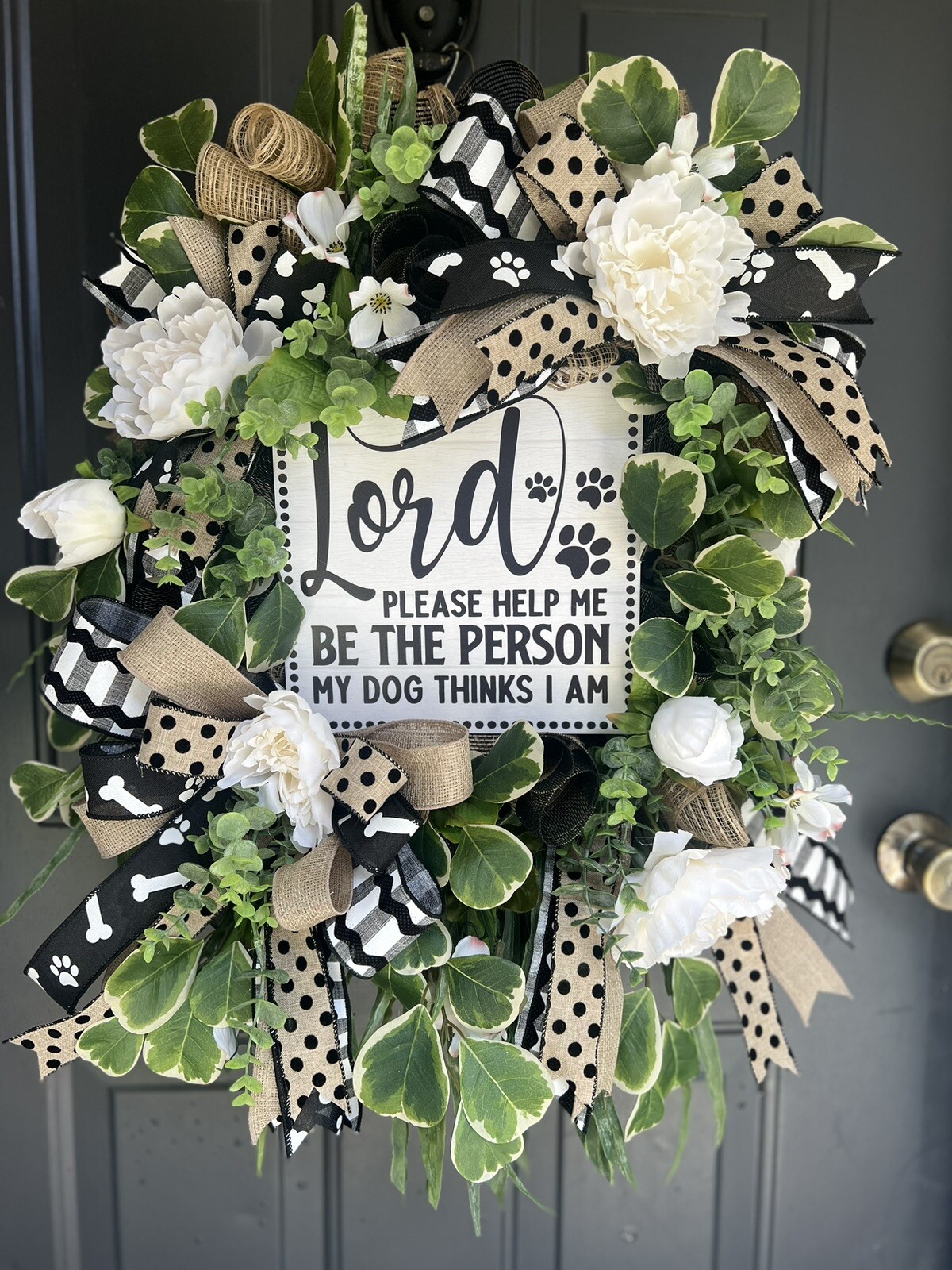Dog Lover Wreath, Wreath With Sign, Dog Pet Decor, Dog Lover Gift, Mom Gift