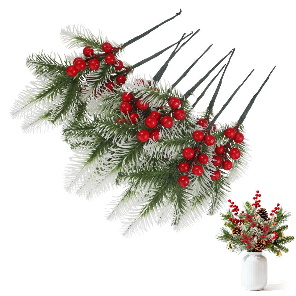 10Pcs Reusable Artificial Christmas Berry Stems for Decor Assorted Color PVC