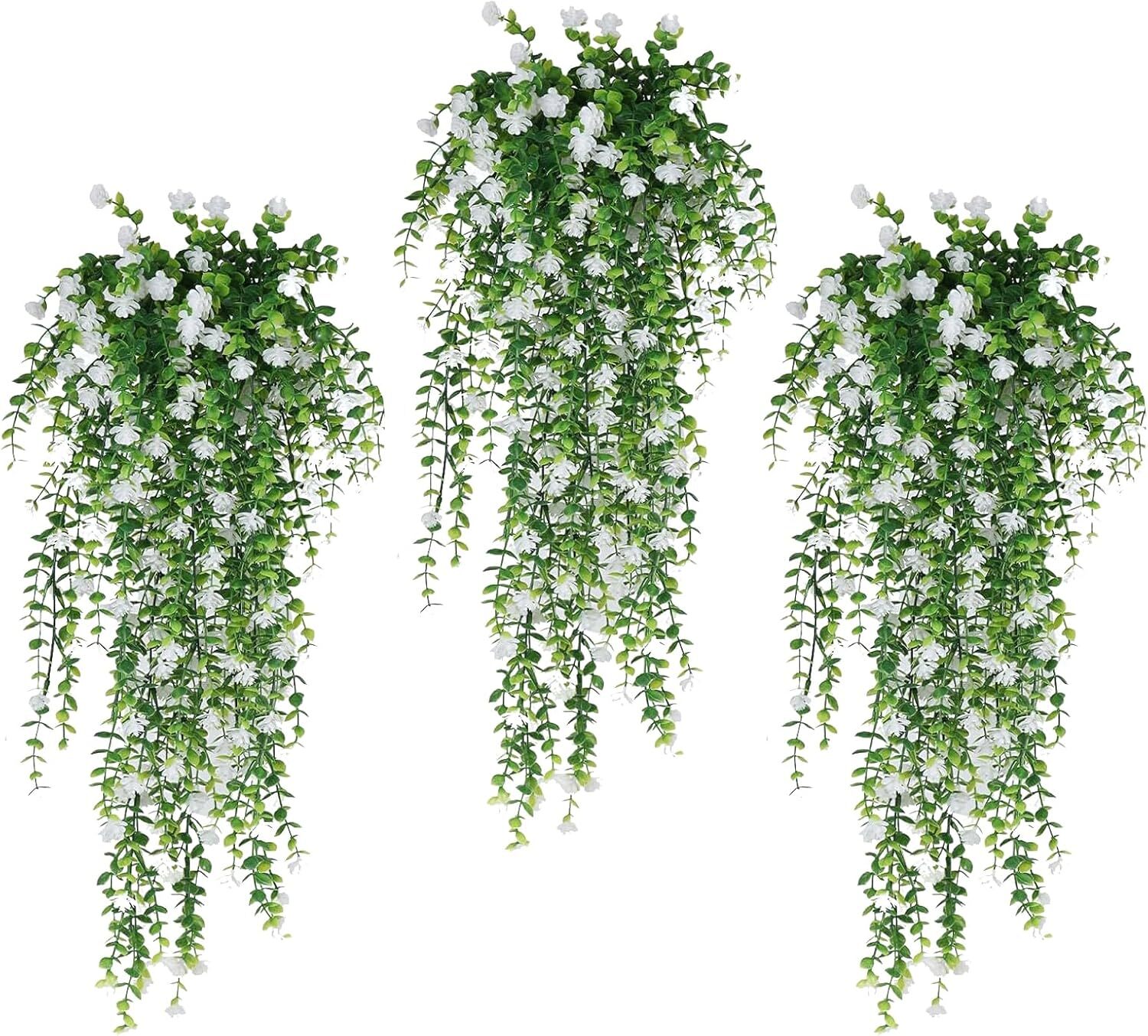 4Pcs Artificial Hanging Plants Fake Boston Ferns Wall Home Garden Outdoor Decor