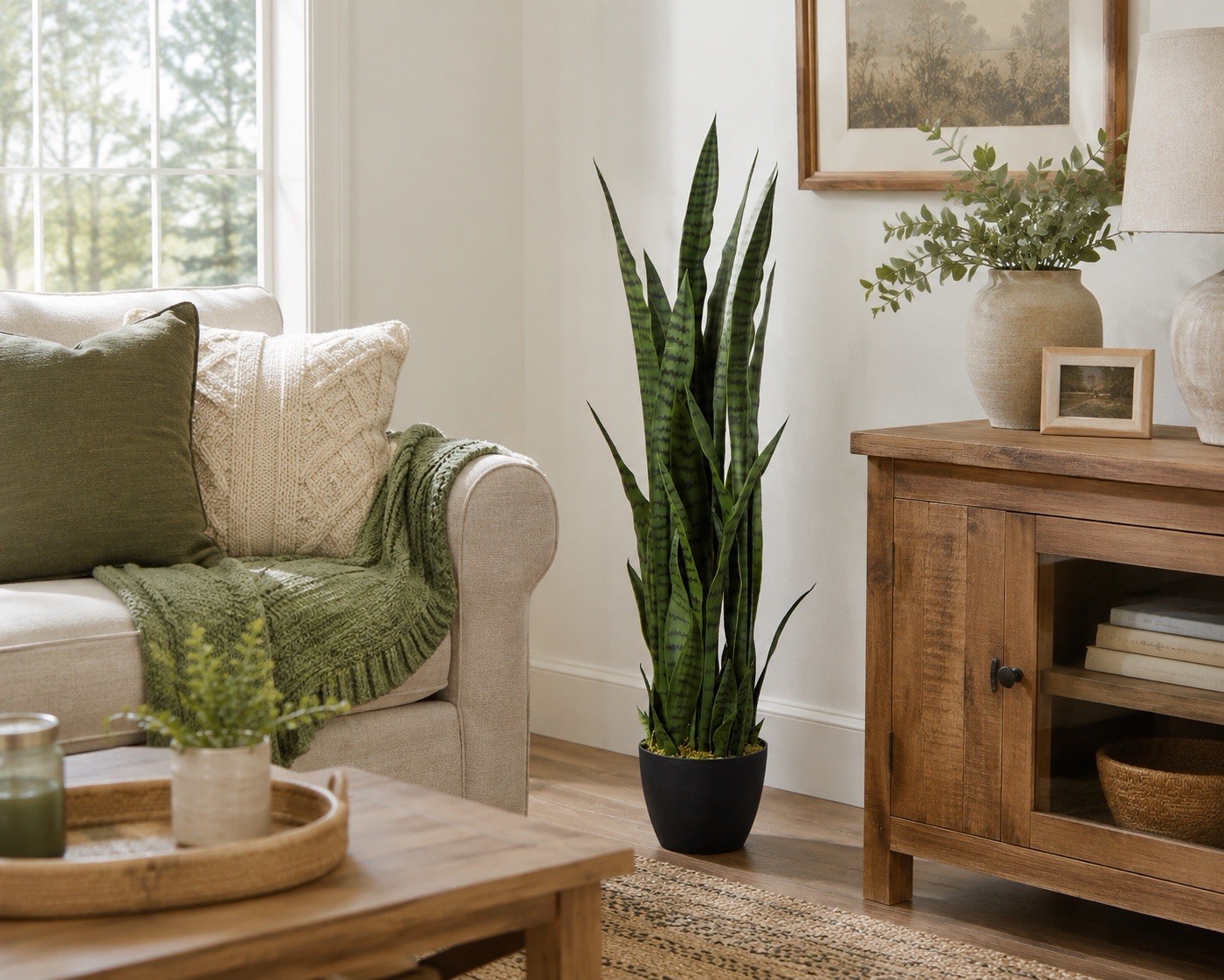 4’ Sansevieria Snake Artificial Plant w/35 Lvs Home Decor. Retail $204