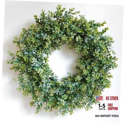 Wreaths for Front Door 24″, Door Spring Wreath with Eucalyptus Boxwood 24 inch