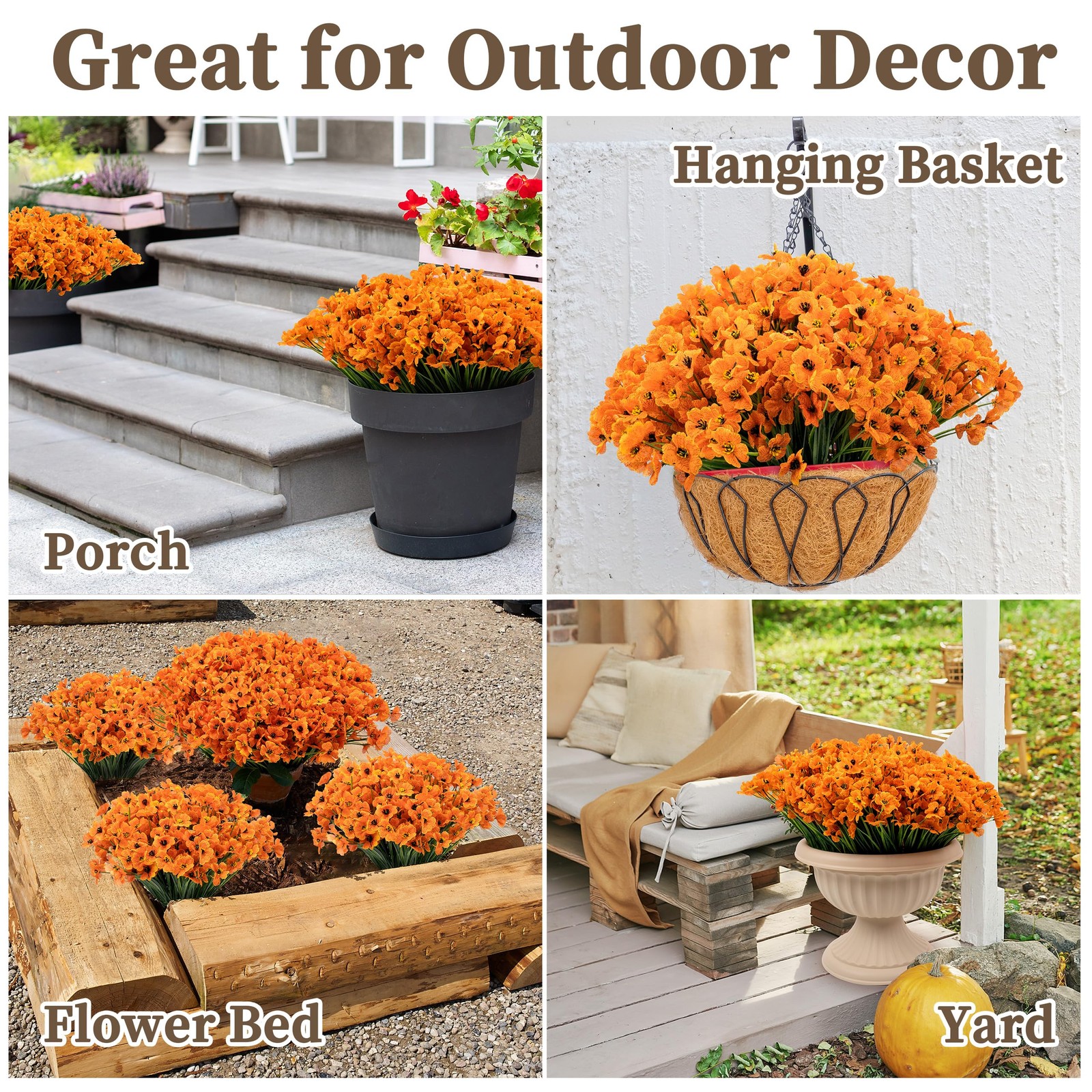 ColoPlay Artificial Mums for Outdoors, 24 Bundles Fake Flowers Fall Decor | F…