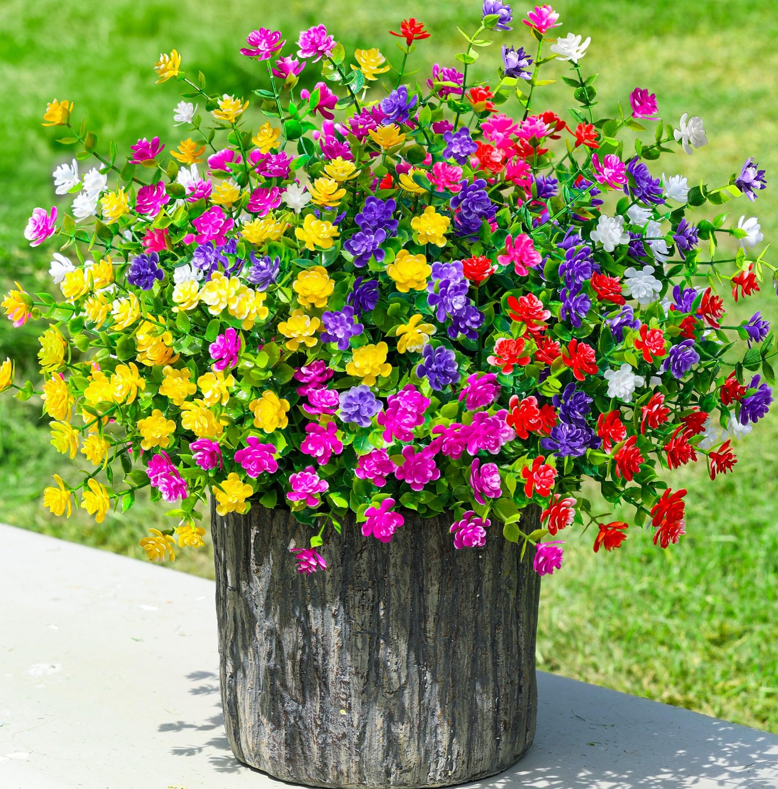 Ivydale Artificial Fall Mums Flowers 12 Bundles UV Resistant Mix Color