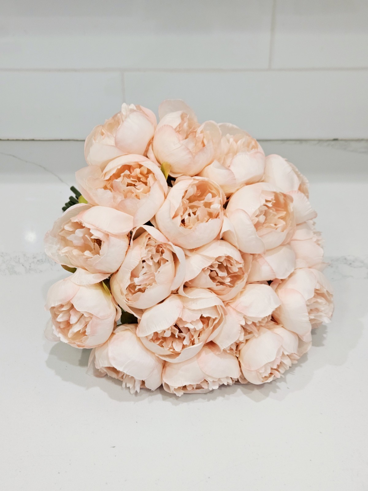 20 Artificial Blush Peonies Faux Flowers 14–15in Realistic Wedding Decor New