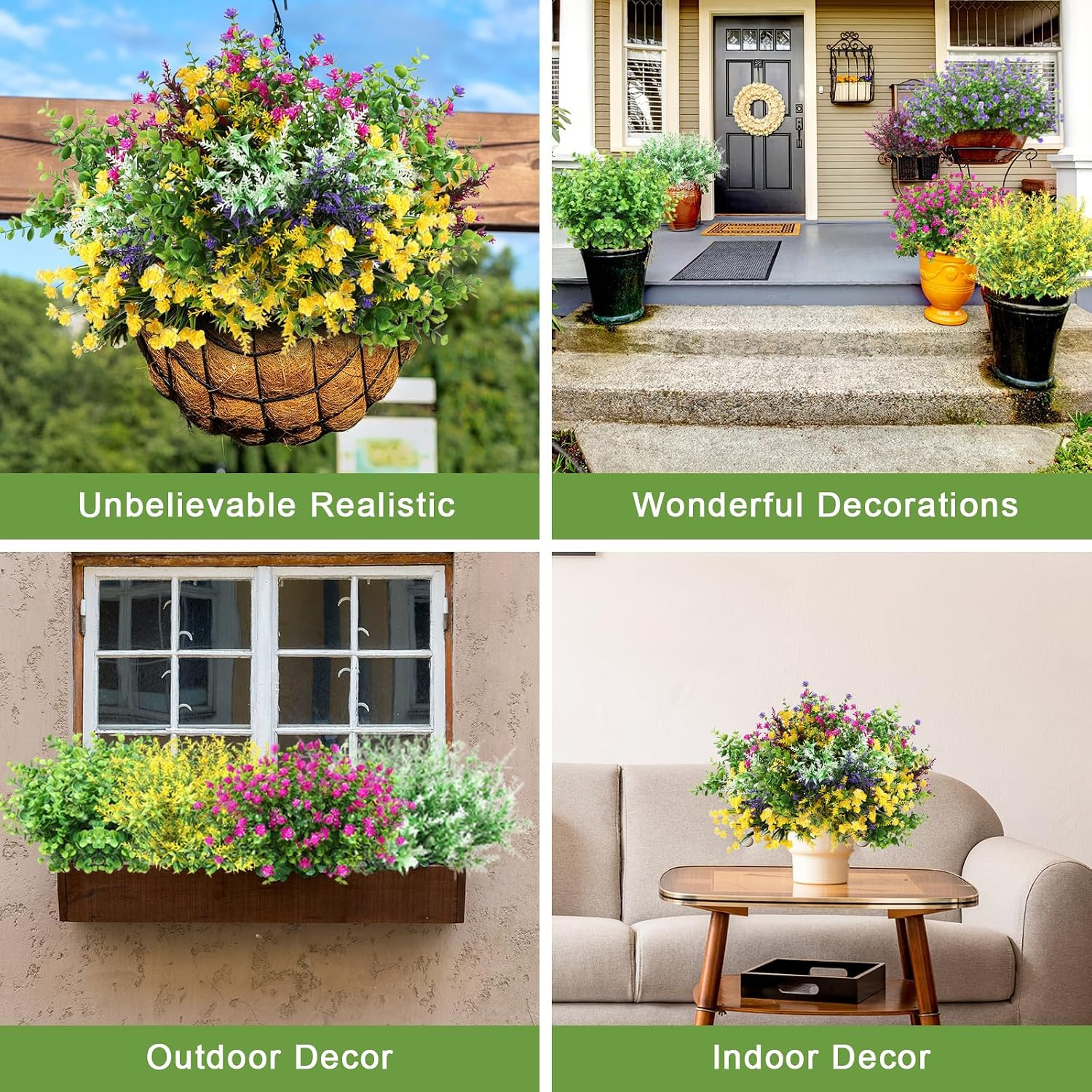 48 Bundles Faux Silk Flowers for Home, Garden, Wedding & Patio Decor