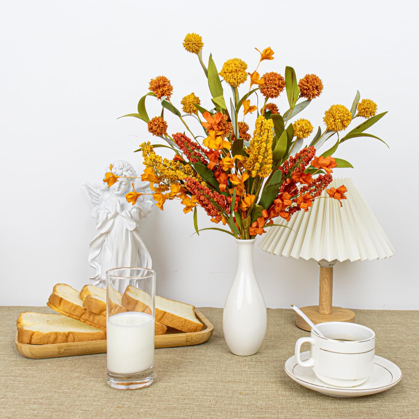 17 Inches Boho Autumn Flowers 8 PCs Faux Fall Flower Stems Rustic Fall Floral…