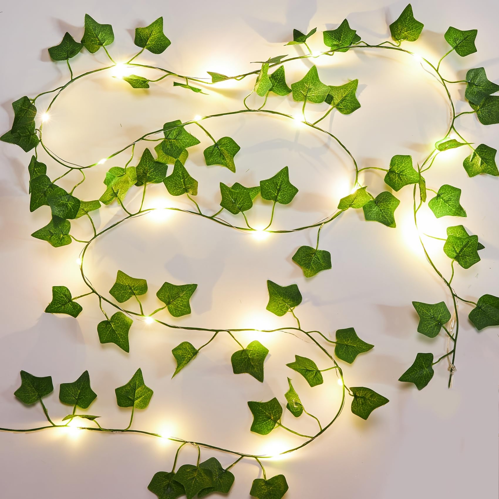 2 Pack 6.56 Ft Vines with Fairy Lights Battery Operated 40 LEDs Artificial