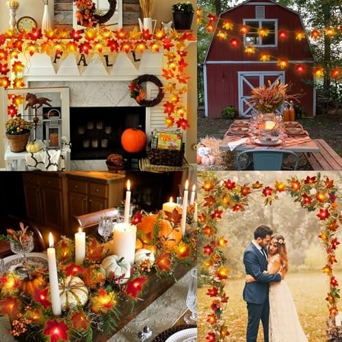 2 Pack Fall Decorations for Home Maple Leaf Lights Multicolored, Total 2 PACK