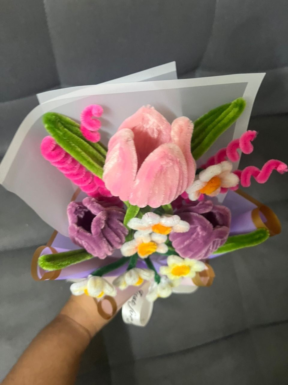Pipe Cleaner Flowers tulip Bouquet Handmade ready stock
