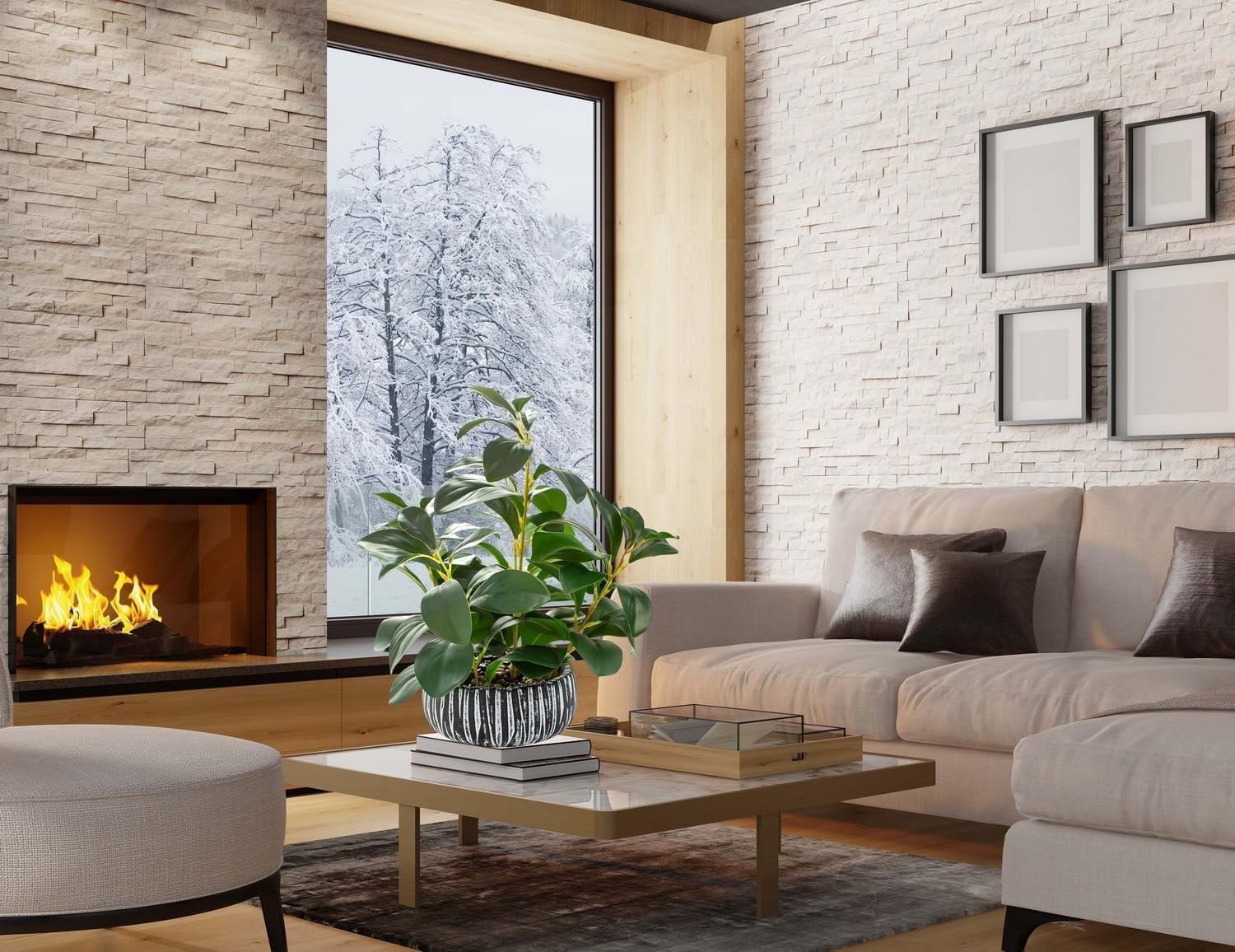 Chic Fake Plant with Rustic Clay Planter – No Watering Needed, Gift-Ready Design