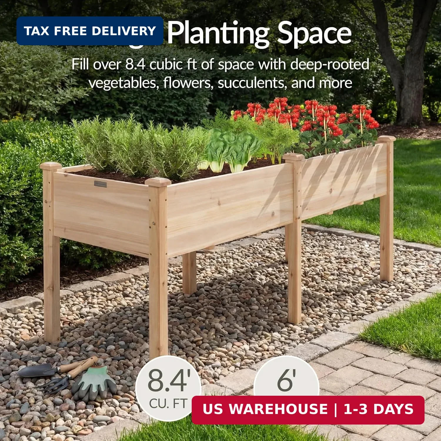 Best Choice Products 72x24x30in Raised Garden Bed, Elevated Wood Planter Box Sta