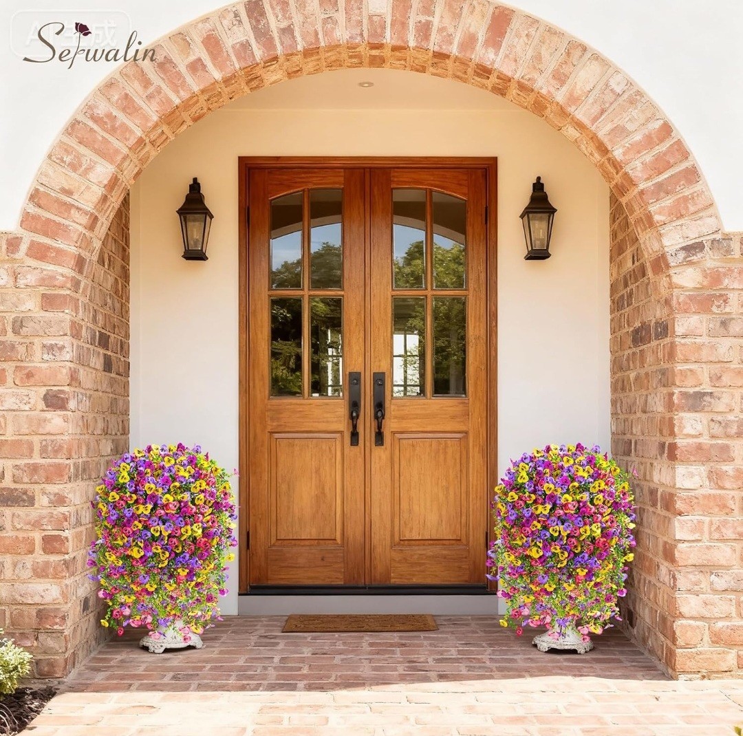Serwalin Artificial Fake Hanging Flowers for Outdoors Planters,6PCS UV Resist…