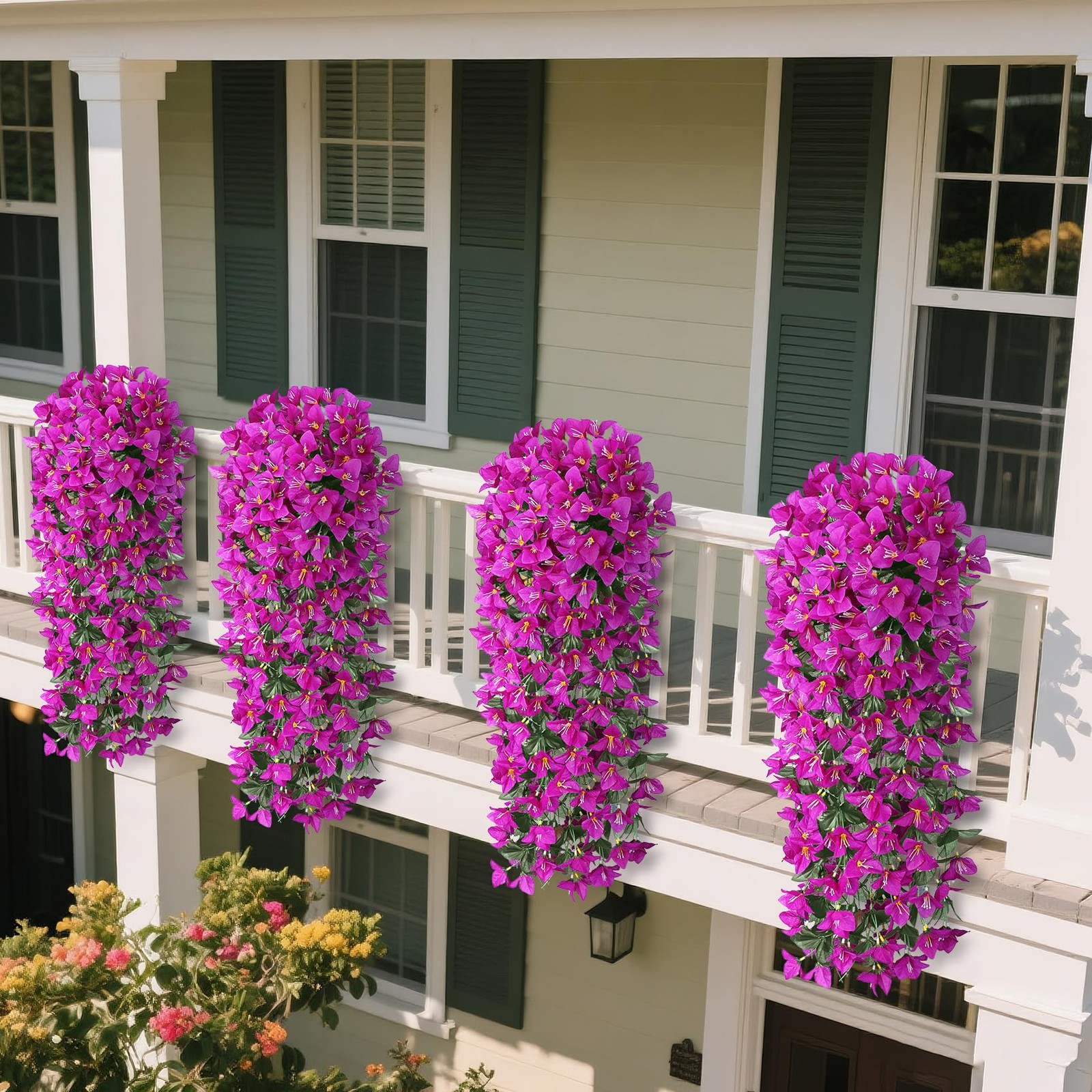 Artificial Bougainvillea Flowers Plants for Outdoors Decoration, 2 Pcs Faux S…