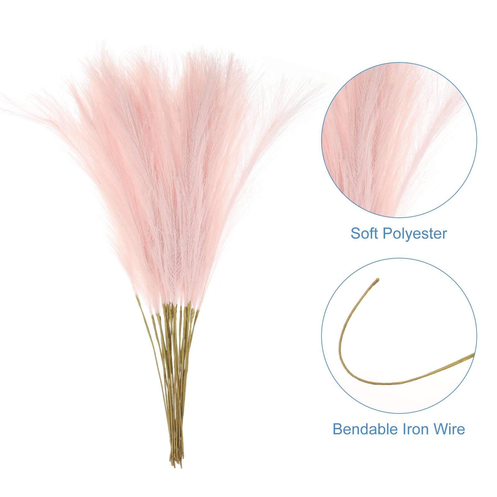 16pcs Faux Pampas Grass 21 Inch Artificial Pampas Grass for Light Pink