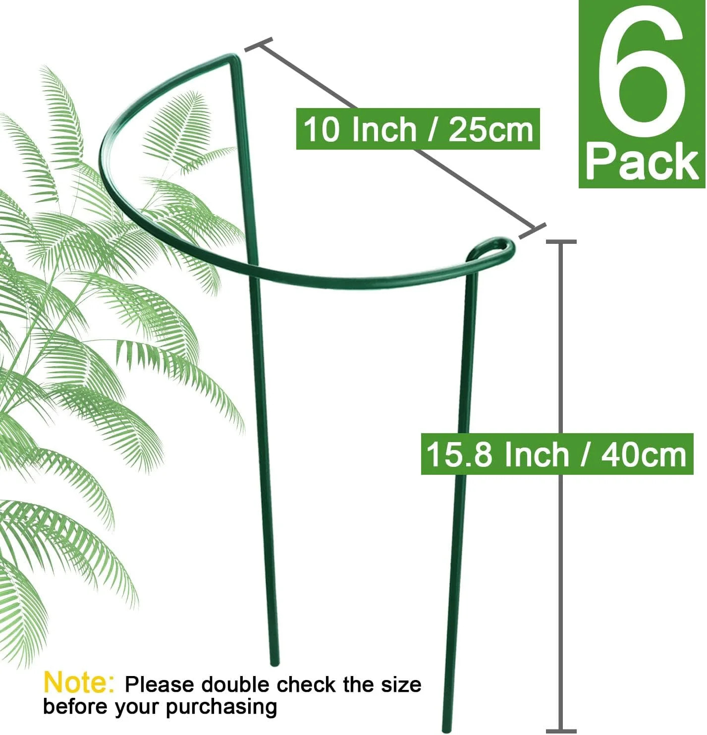 HiGift Plant Support Stakes, 6 Pack Metal Peony Cages and Supports, Garden Stake