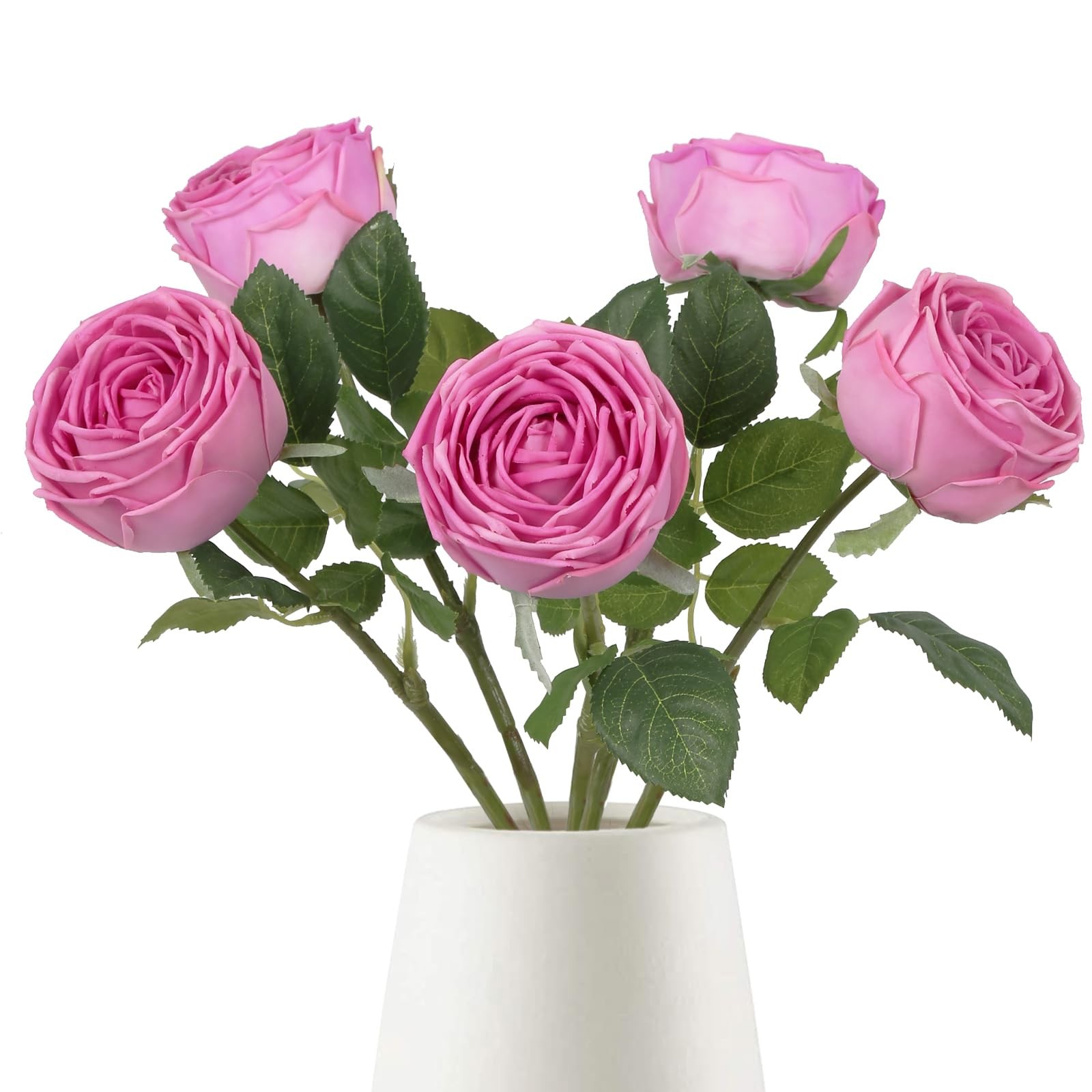 Hot Pink Roses Artificial Flowers 5PCS Real Touch Roses Fuchsia Flowers Artif…