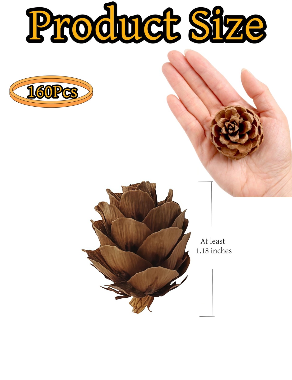 160 PCS Natural Mini Pine Cones 1.18 Inch Or More Decorating Christmas DIY