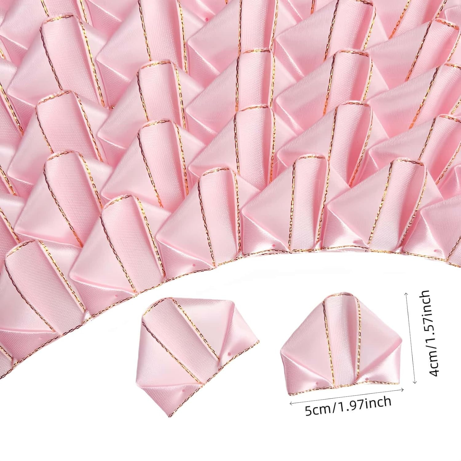 DIY Luxury Forever Flowers: 300Pcs Baby Pink Satin Petals with Elegant Gold Edgi