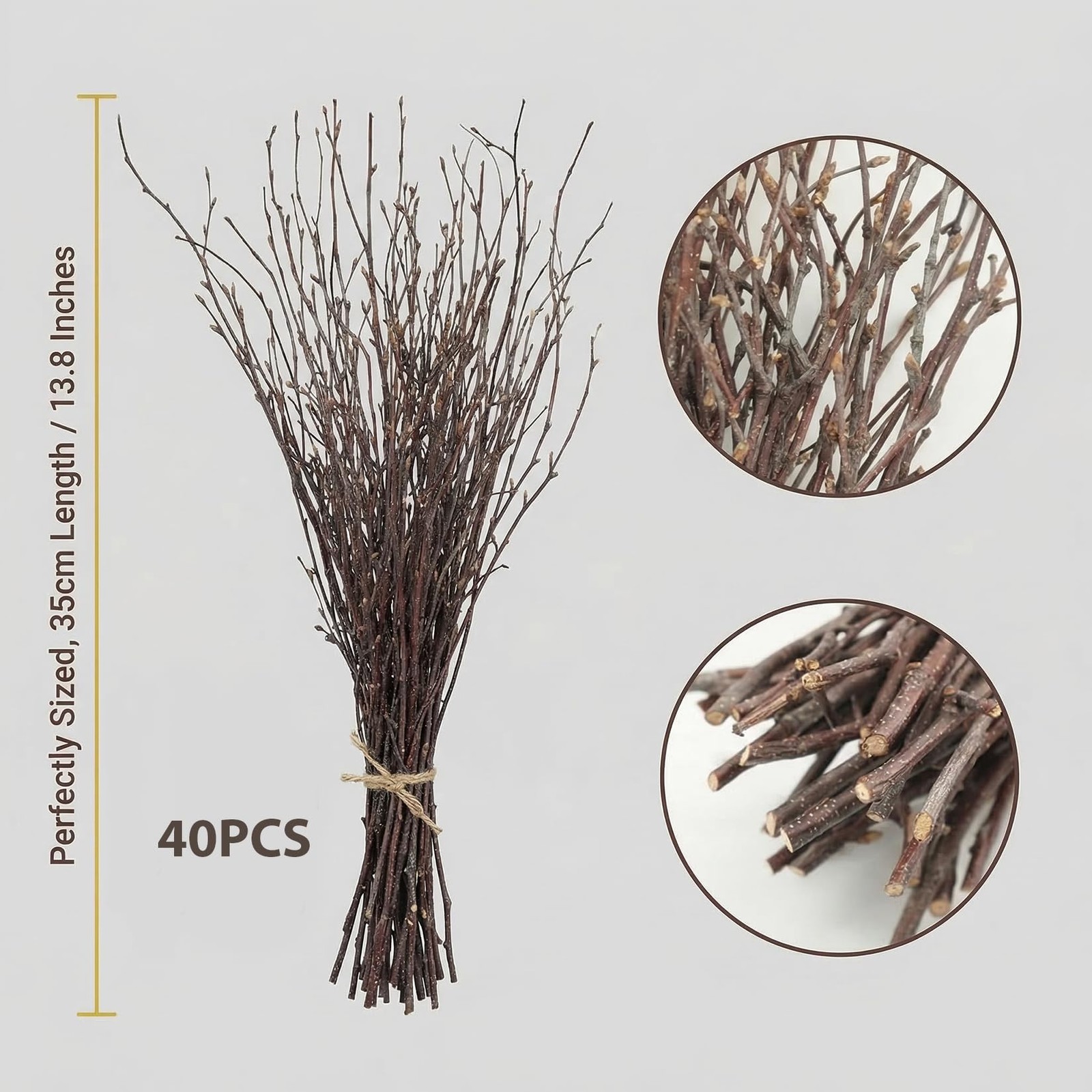 40PCS Natural Birch Twigs – 13.8 Inch Dried Birch Branches for Decoration Vas…