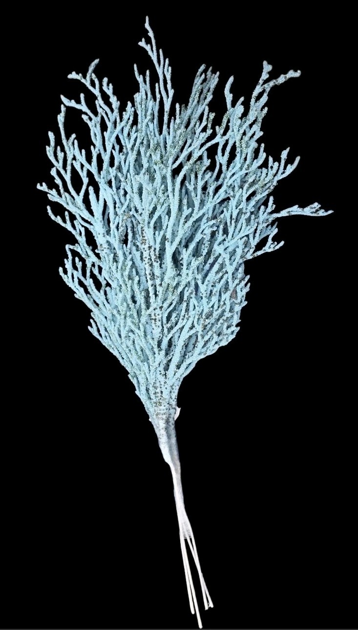 Lot Of 4 Glittered Beaded Twig Branch Spray Blue Coral Nautical Teal Florals