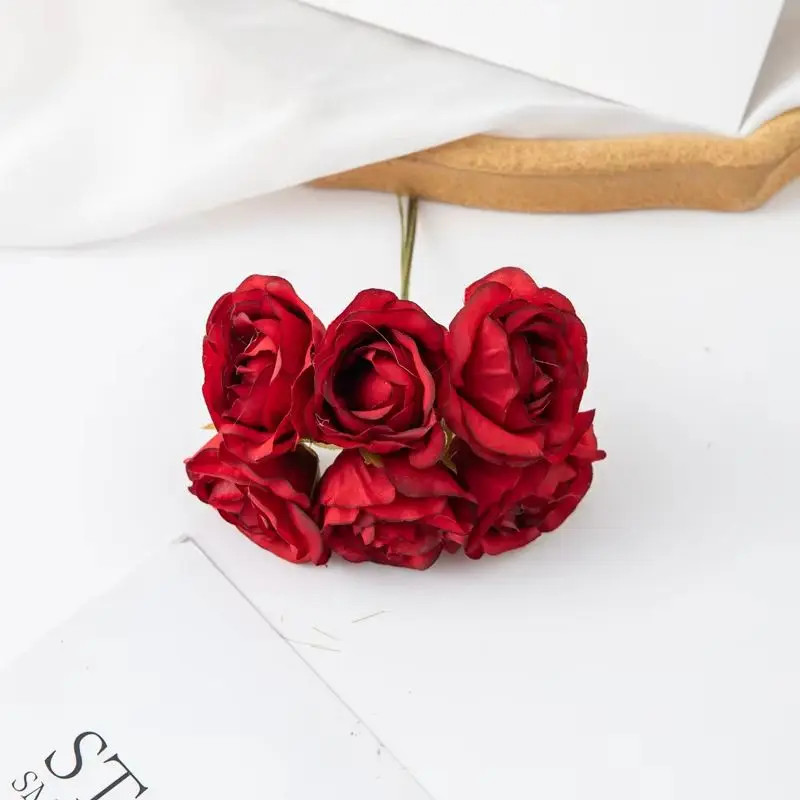 6Pcs/lot 11Cm Mini Silk Artificial Carnation For Christmas DIY Wreath Home Decor