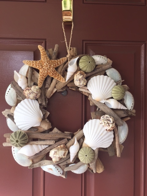 Beach Decor Handmade Seashell and Starfish Driftwood Wreath – Coastal Home Decor