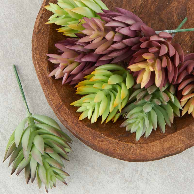 Package of 8 Assorted Color Indoor / Outdoor Artificial Succulent 5″ Picks