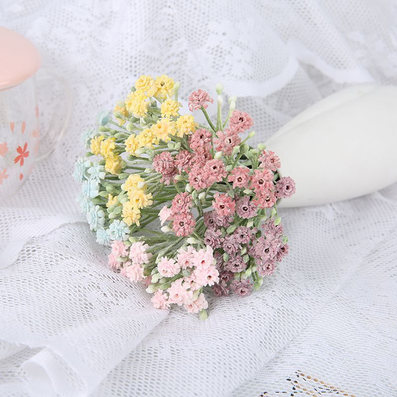 Artificial Mini Rose Bouquet Flowers Wedding Decor Gypsophila Wreath Flower 6pcs