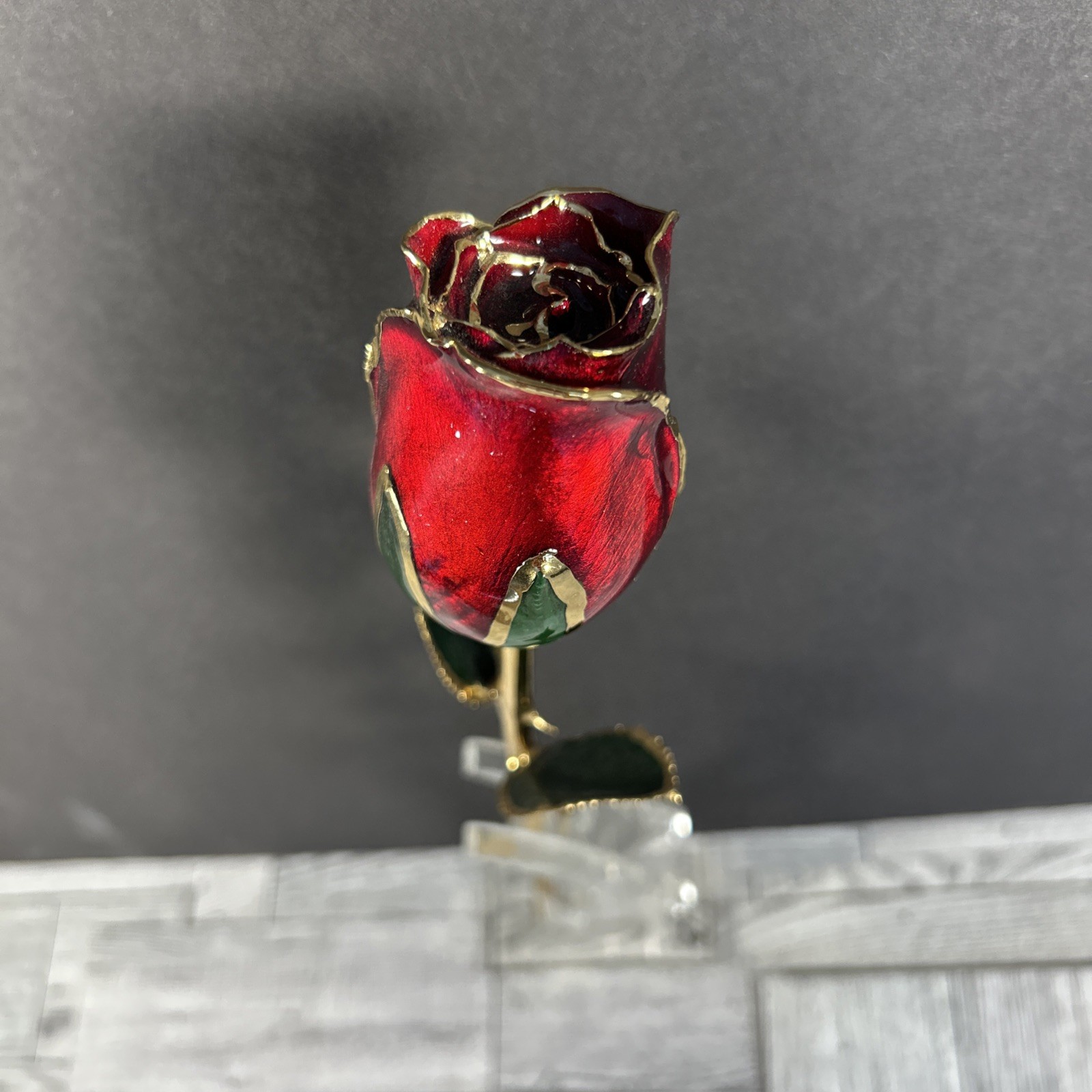 Real Red Rose Preserved Dipped w/ 24k Gold Keepsake Will You Accept This Rose
