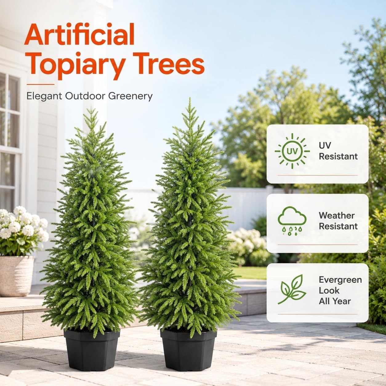 4FT Lighted Artificial Topiary Trees Outdoor Set of 2, Norfolk Pine Trees wit…