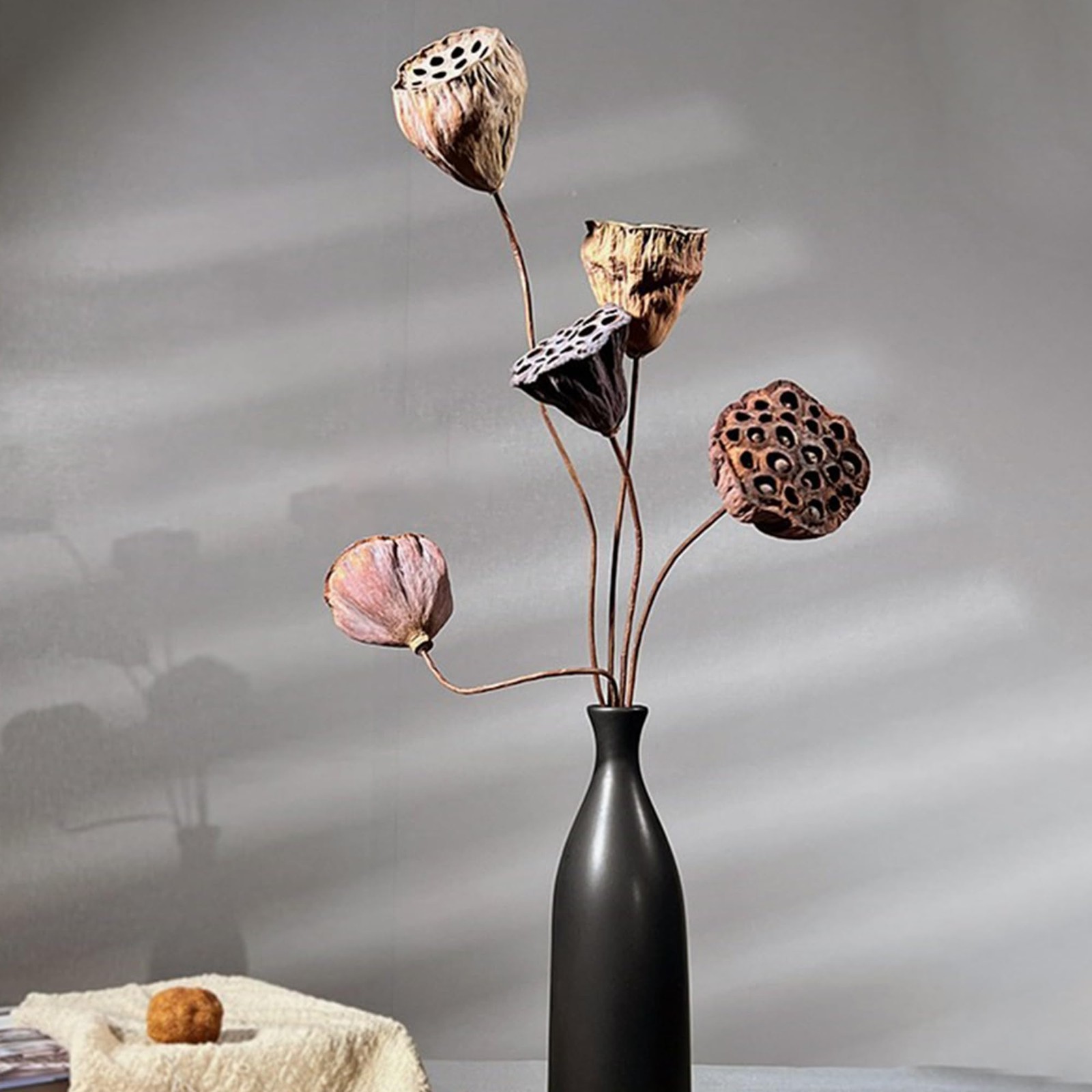 Dried Lotus Pods 5Pcs 20″ Natural Brown Stems for Vase Home Decor Wedding