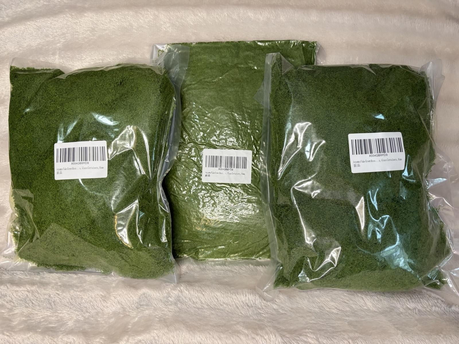 Fake Green Moss For Potted Plants and Indoor Crafts 8 X 10 Size Bags Set Of 3