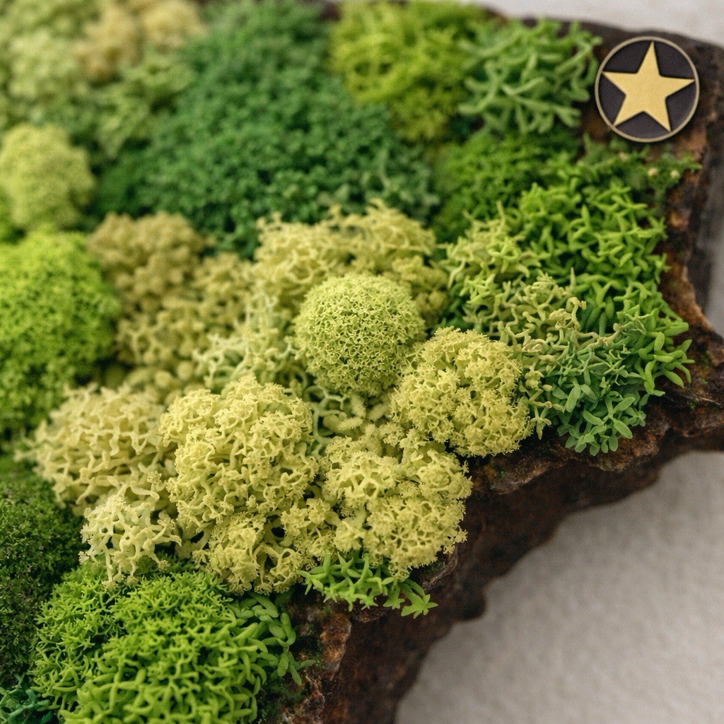 Puerto Rico Moss Wall Art Map · Preserved Moss Handmade Botanical 18” x 7”