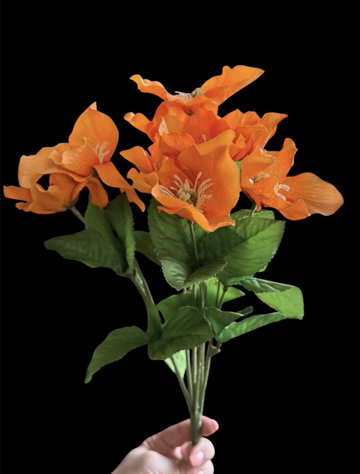 Ashland Orange Hellebore Day Lily Spray Artificial Flower Faux Floral Decor 14”