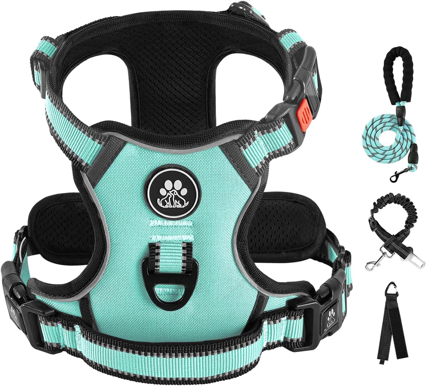No Pull Dog Harness with Leash Set, Reflective No Choke Pet Vest,Adjustable Oxfo
