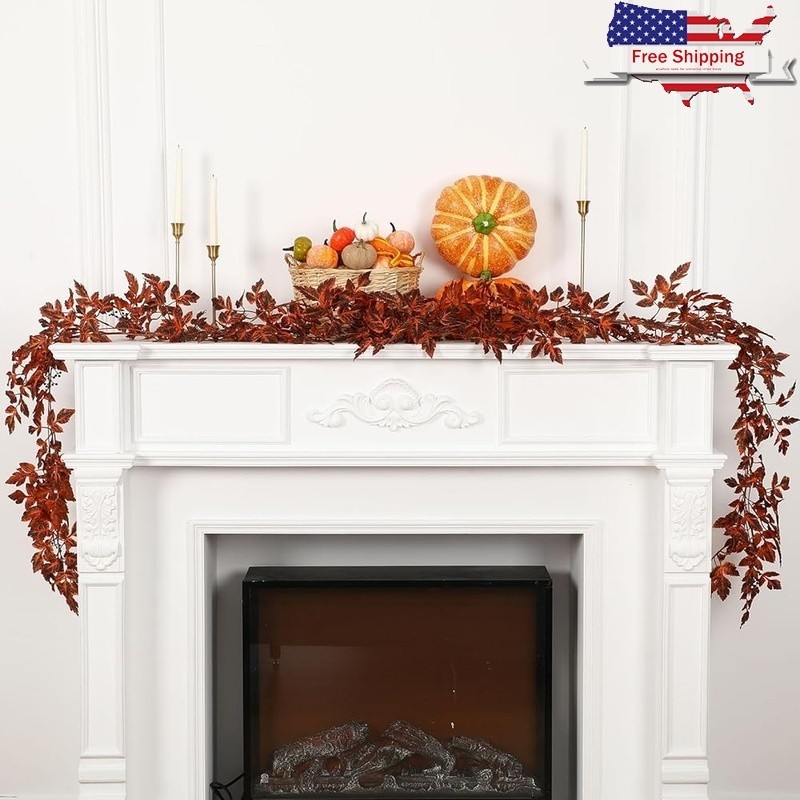 Autumn Artificial Garland Set Home Decor Fall Leaves Berries Indoor Outdoor 6ft
