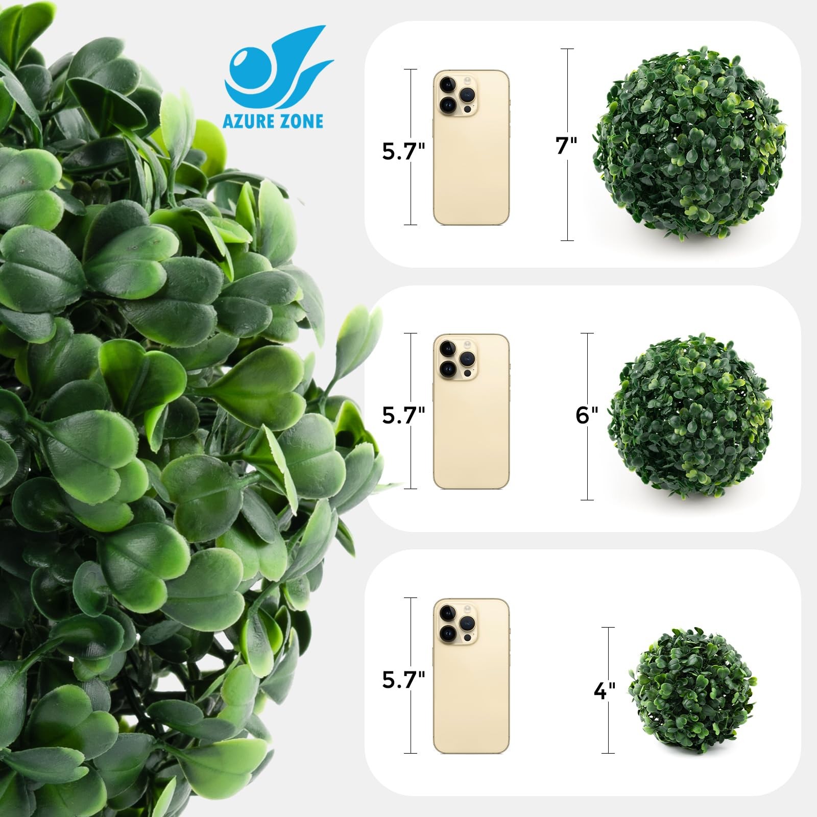 6 PCS 4 Inch Artificial Boxwood Topiary Green Plant Balls Decorative Greenery