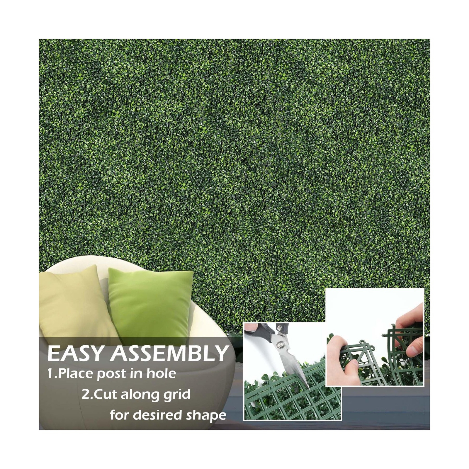 Grass Wall Panels, 10″x 10″(12pcs) 4-Layer Artificial Boxwood Faux Green Wall…
