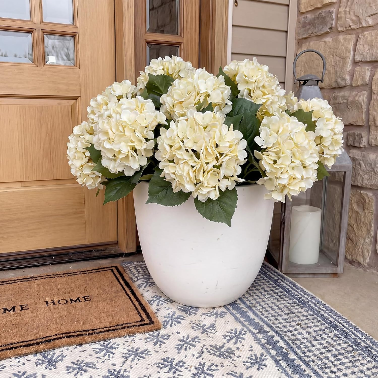 Large UV-Resistant White Faux Hydrangea Bouquet – 3 Pcs for Weddings & Decor