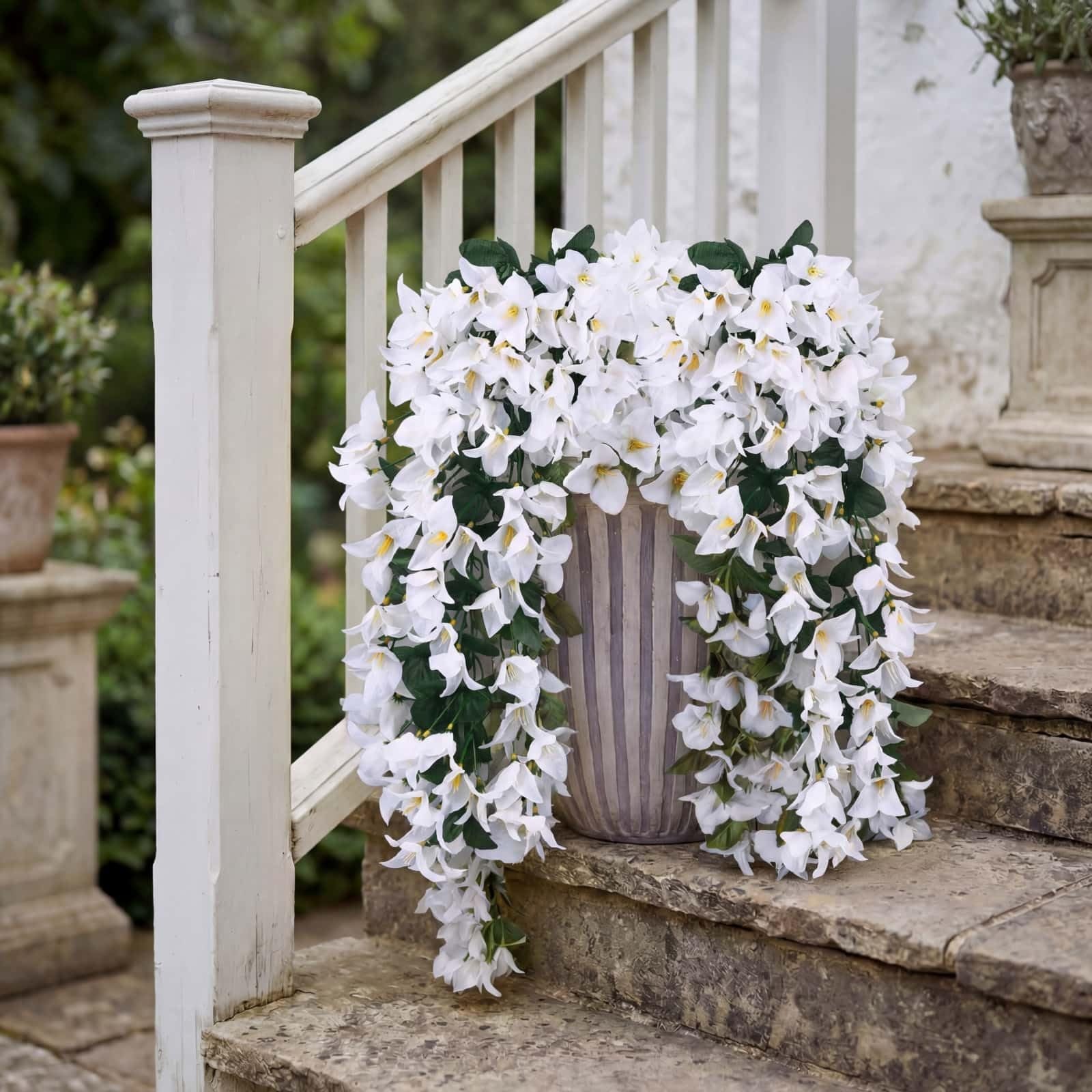 6 Pcs Artificial Bougainvillea Flowers for Outdoor Decor, White