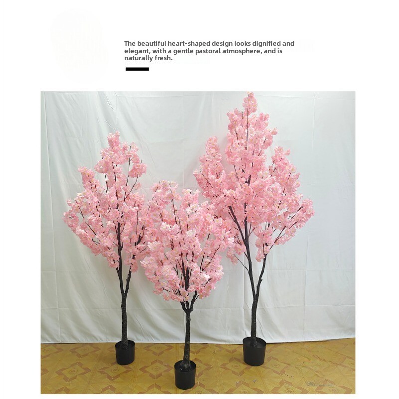 Simulation plant pot decoration bionic green plant fake green pink cherry tree