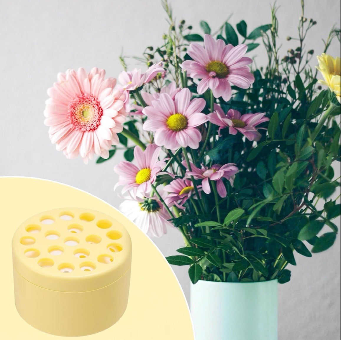 Spiral Flower Stem Holder/Arranger for Vases – 2pk in Yellow