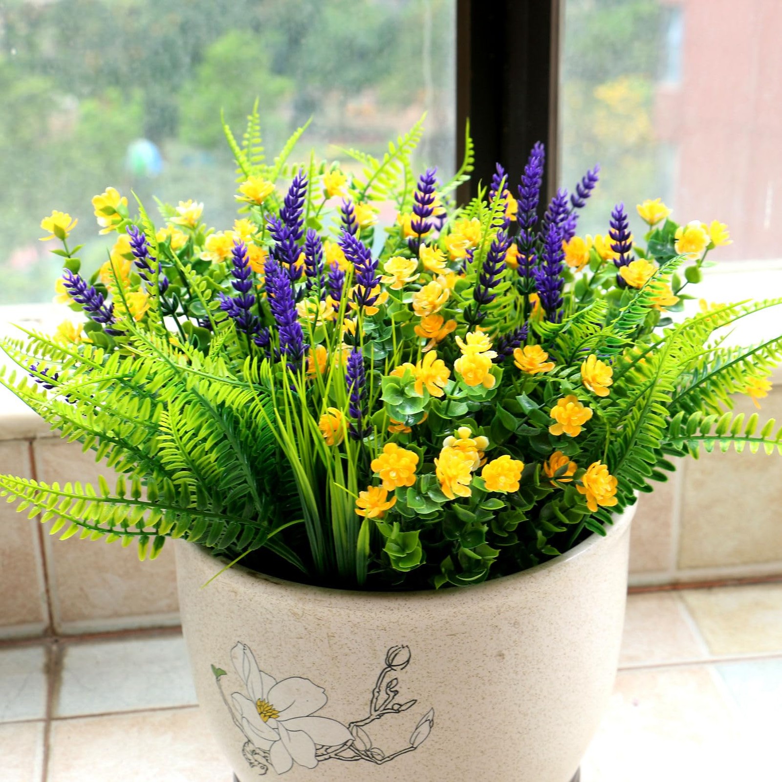 18PCS Outdoor Artificial Plants Flowers Bulk, UV Resistant Fake Monkey Grass …